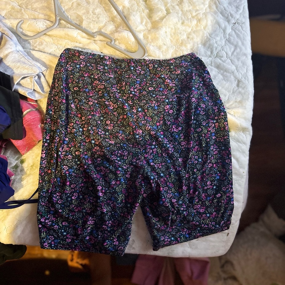 One Step Ahead Floral Bike Shorts - Black and Multicolor